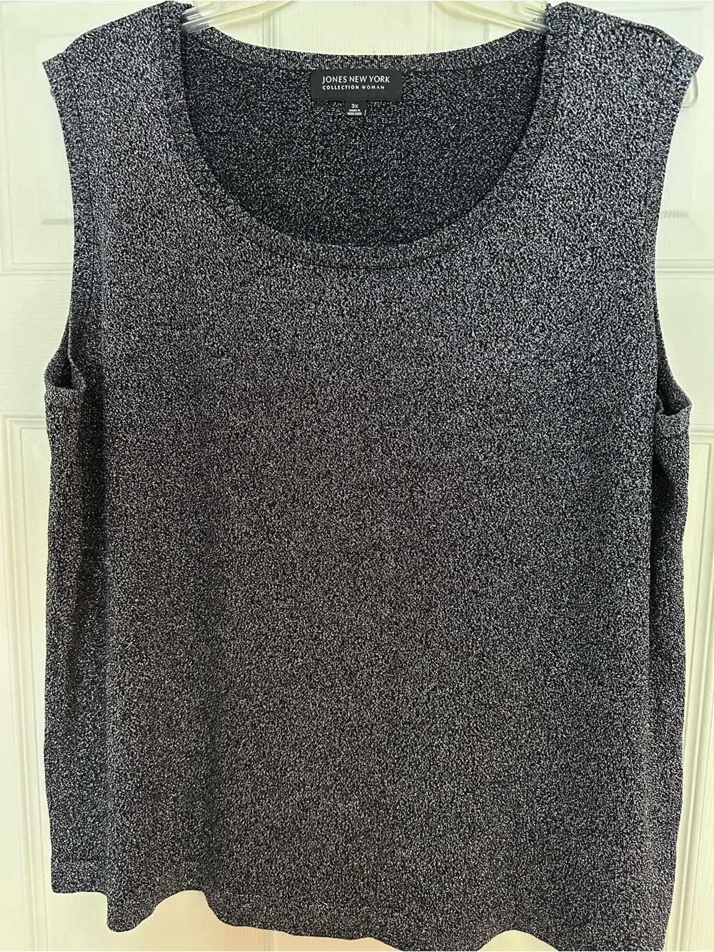 Jones New York Black and White Marled Sleeveless Tank Top
